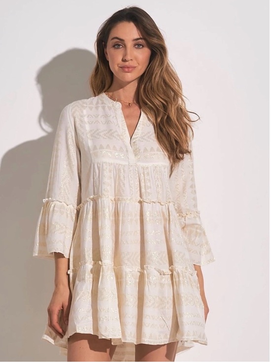 Elan Dresses & Skirts - Elan Clara Dress women's size Large shimmer tiered